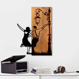 Wallity La La Land Escultura de pared en madera y metal Nogal y Negro